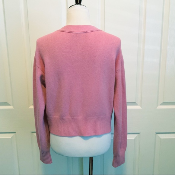 Everlane Short Cashmere Cardigan in Muted Pink  - Boxy - Soft- 2ply - Size S - Picture 7 of 14